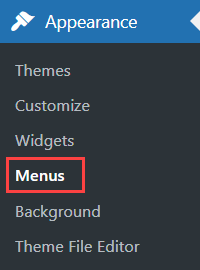 Navigation to the Menus settings - WordPress Restricted Site Access