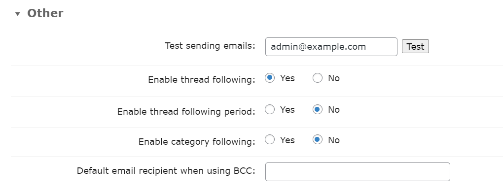 Other notifications settings - WordPress Forum Plugin