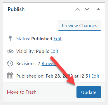 Saving the changes - Tooltip WordPress Plugin