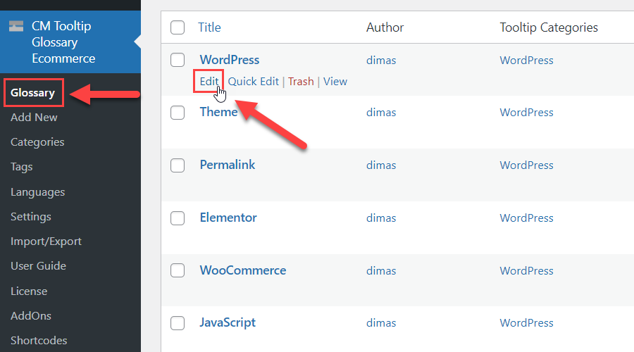 Editing term - Knowledge Base WordPress Plugin