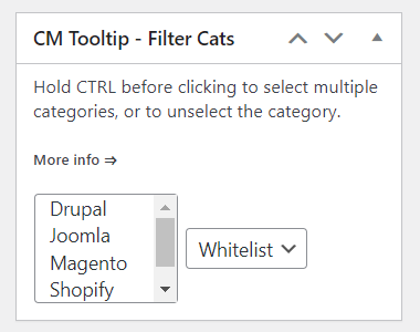 Filtering by categoies - Tooltip Plugin WordPress