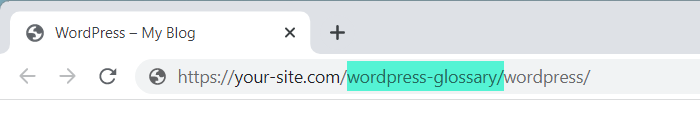 Example of the term link including the category slug - Tooltip Plugin WordPress