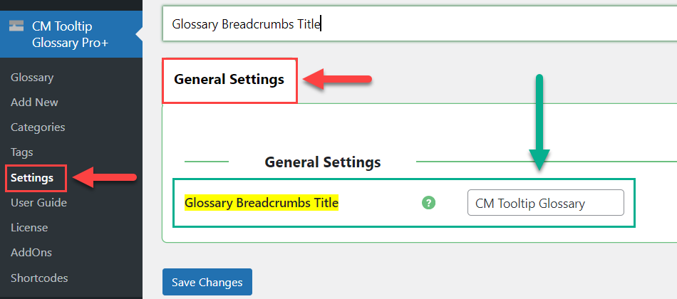 Removing '+' from the glossary breadcrumbs title - WordPress Internal Linking Plugin