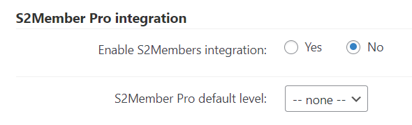 S2Member Pro integration settings - WordPress Custom Login Form