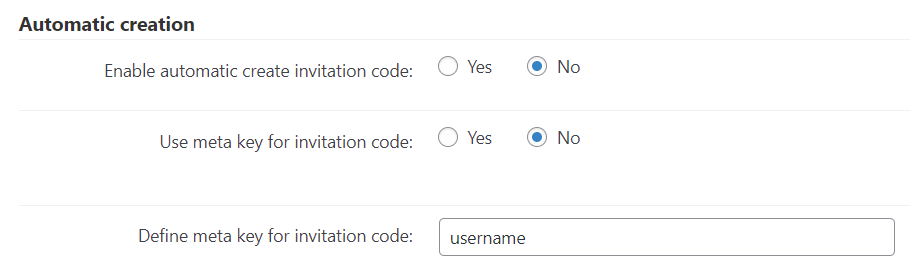 Automatic creation settings - Social Login WordPress