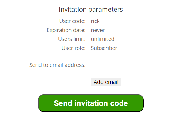 Form for sending referral code - WordPress Plugin User Registration