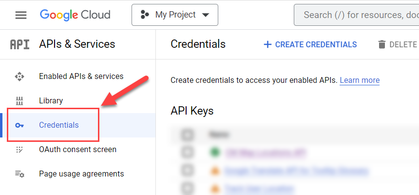 Google API credentials