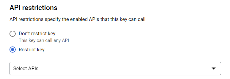 Enabling the key restriction for selected APIs