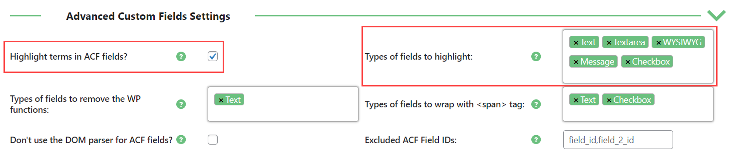 Advanced custom fields settings - Wiki WordPress Plugin