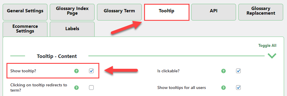 Enabling or disabling tooltips globally - WordPress Internal Linking Plugin