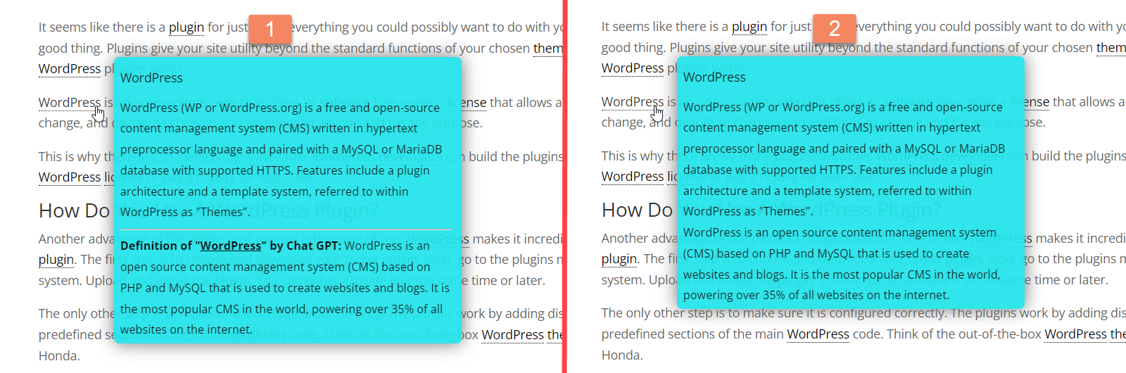 Example of using a custom template - Wiki Plugin for WordPress