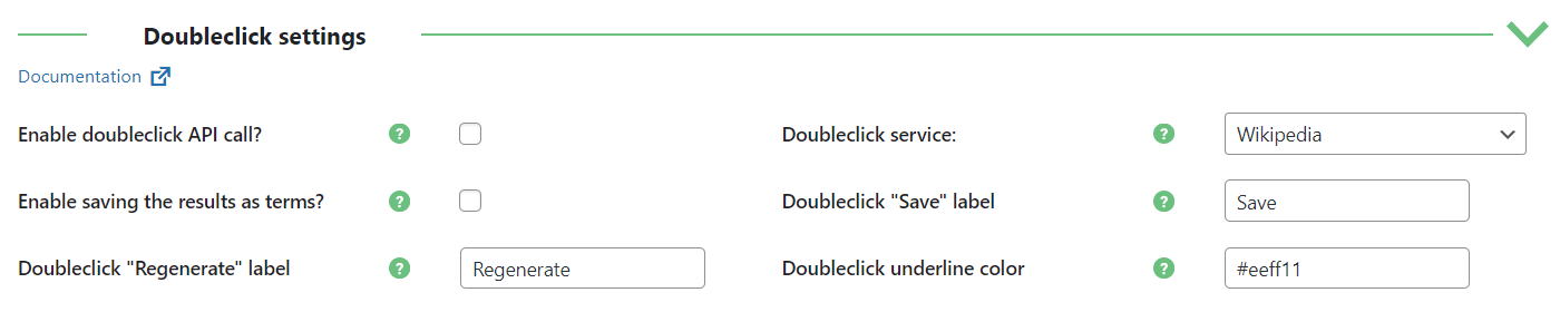 Double-click settings - Wiki Plugin for WordPress