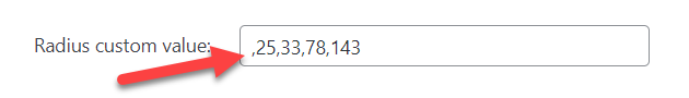 Setting up the radius custom value - WordPress Interactive Map Plugin