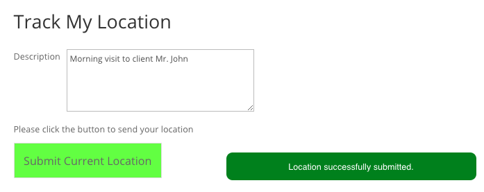 Form for sending current location to the plugin - Google Maps WordPress Plugin