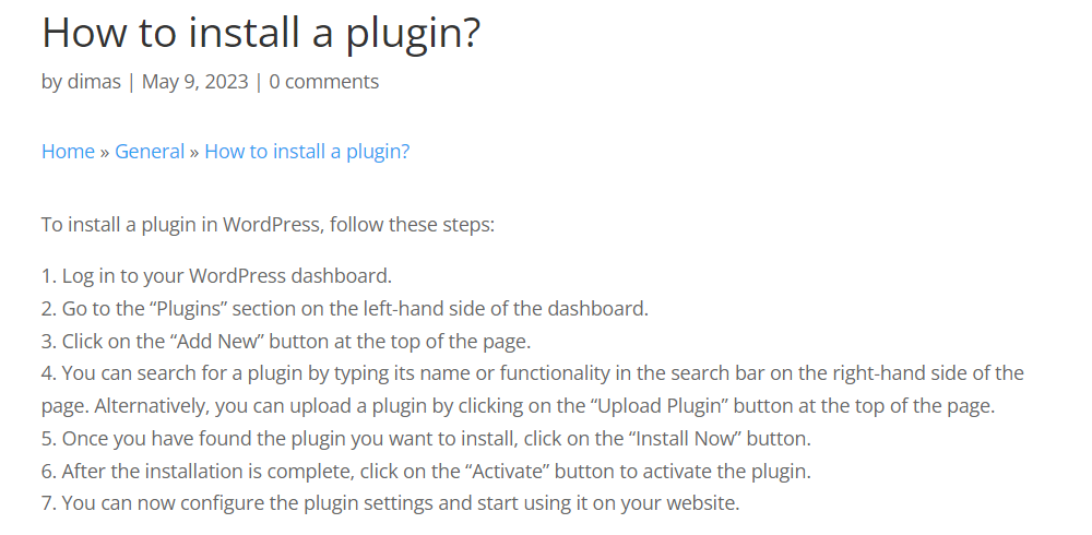 Example of the answer with a certain ChatGPT AI Role - Tooltip WordPress Plugin