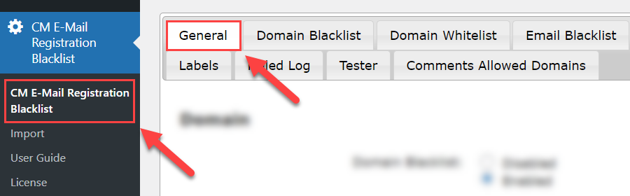 Navigation to the plugin settings - IP Blacklist WordPress Plugin