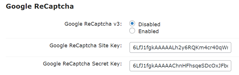 Google ReCaptcha settings - WordPress Blacklist Plugin