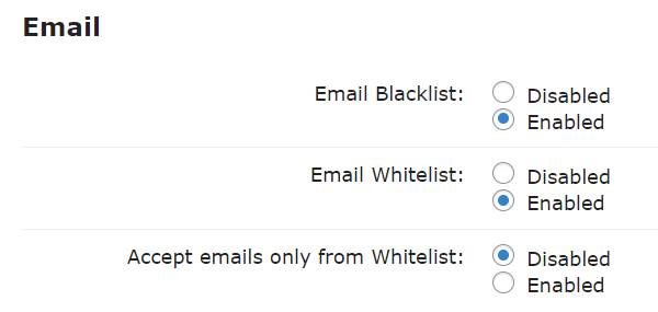 Email restriction settings - Domain Blacklist Plugin