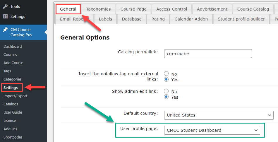 Setting up the page with student dashboard - LMS WordPress Plugin for Courses