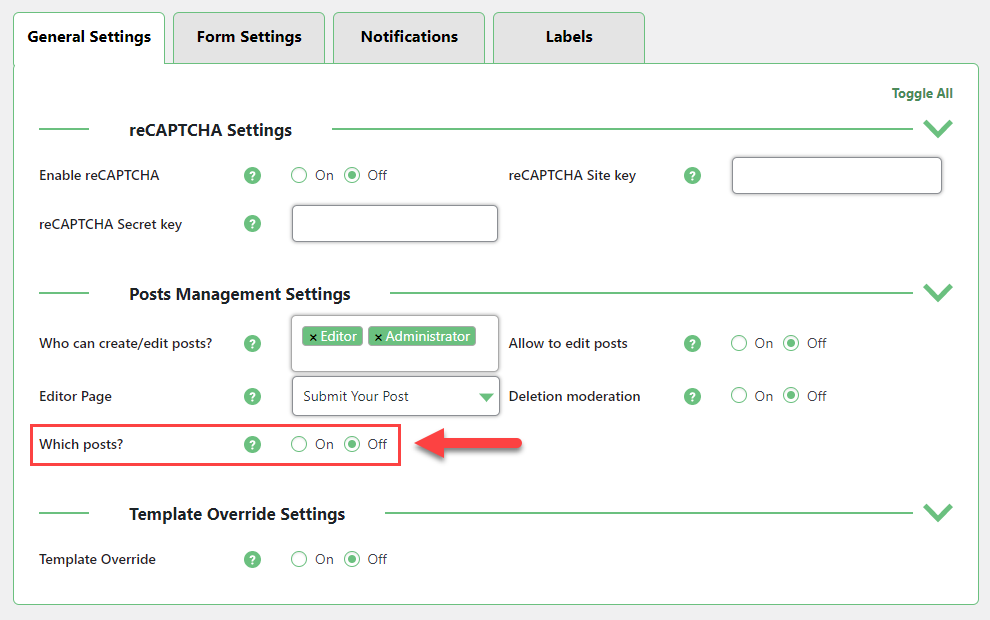 General plugin settings - Frontend Publishing Plugin