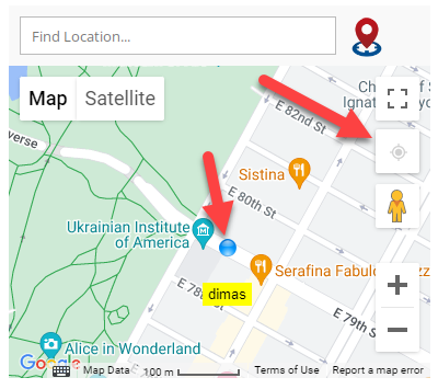 Button for detecting user location - Store Locator WordPress Plugin