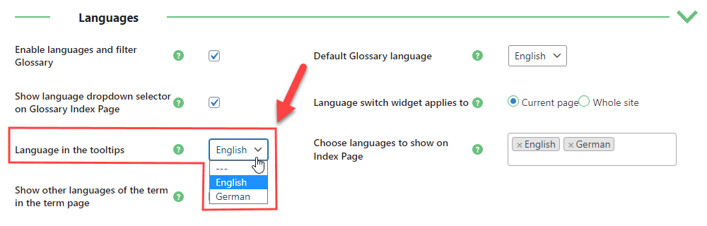 Choosing the default language in tooltips - Wiki for WordPress