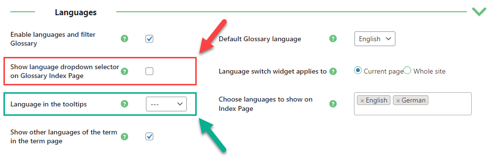 Disabling the languages dropdown and default language for tooltips - WordPress Knowledge Base Plugin