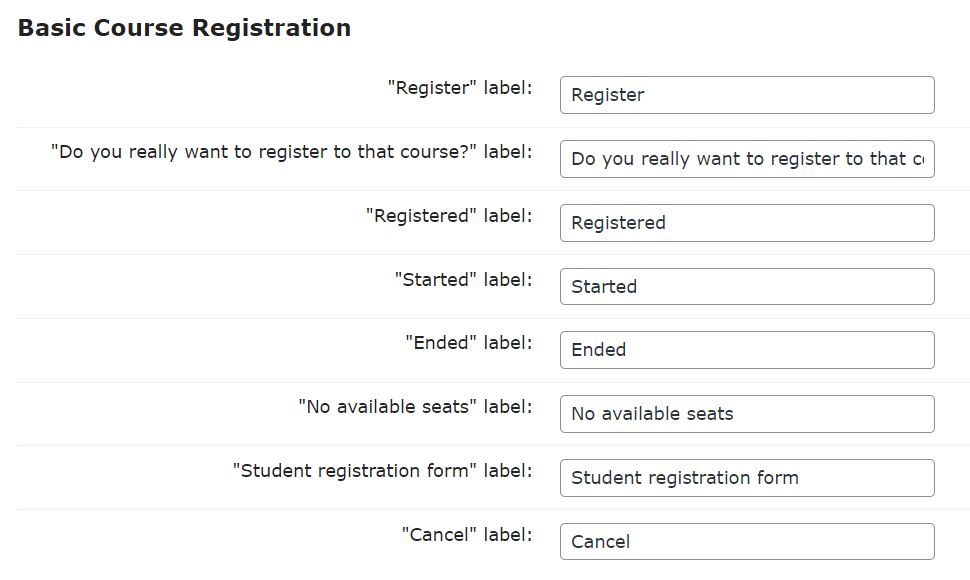 Basic registration labels - WordPress Plugin for Online Courses