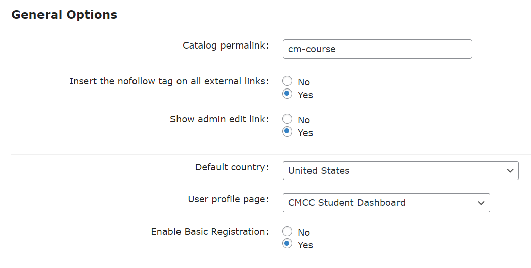 General settings - WordPress Plugin for Creating Online Courses