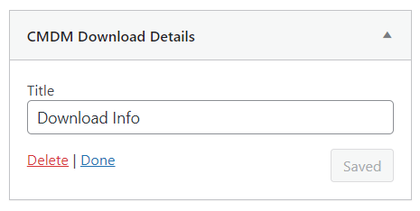 CMDM Download Details Widget settings - WP File Download Plugin