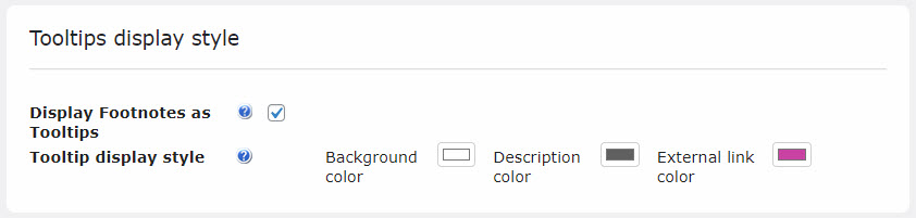 Tooltip display style settings - WP Footnotes