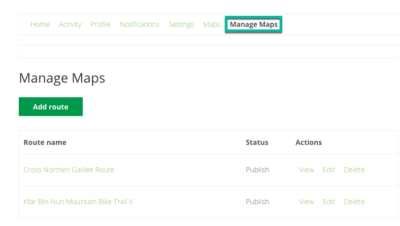 Page for managing map routes - Travel Map WordPress Plugin