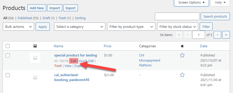 Editing the WooCommerce product - WordPress Point System