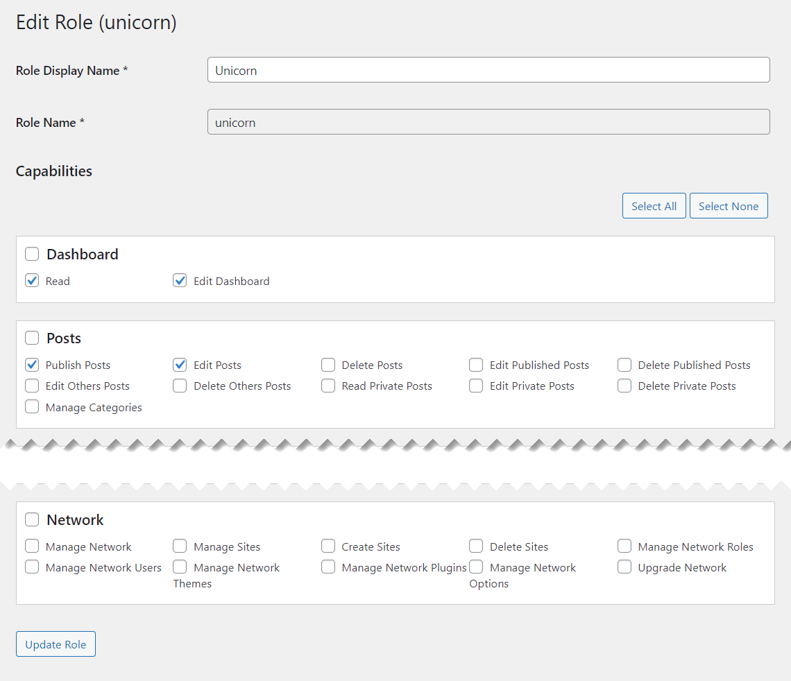 Editing existing user role - User Registration WordPress