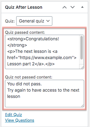 Adding Pass/Fail Content - WordPress Video Courses