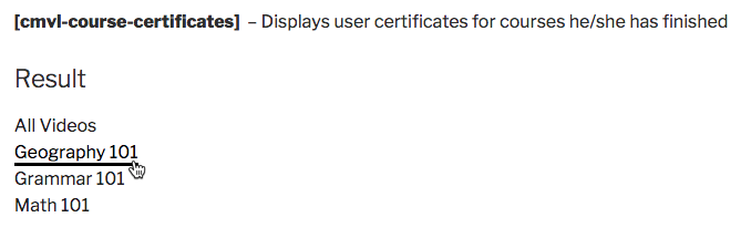 Showing the list of achieved courses certificates to the user - LMS in WordPress