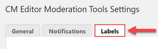 Navigation to Labels settings - WordPress Editorial Plugin