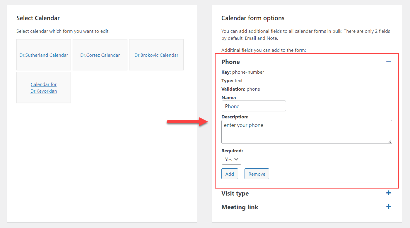 Phone field settings - Event Booking Calendar WordPress Plugin