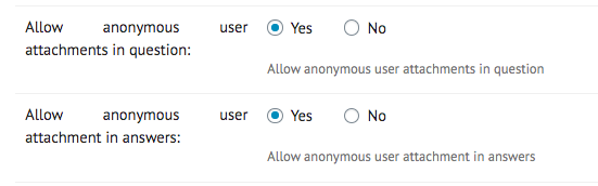 Options that let anonymous users to attach files to questions and answers - WordPress Forum Plugin