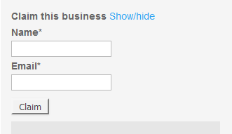 'Claim this business' form