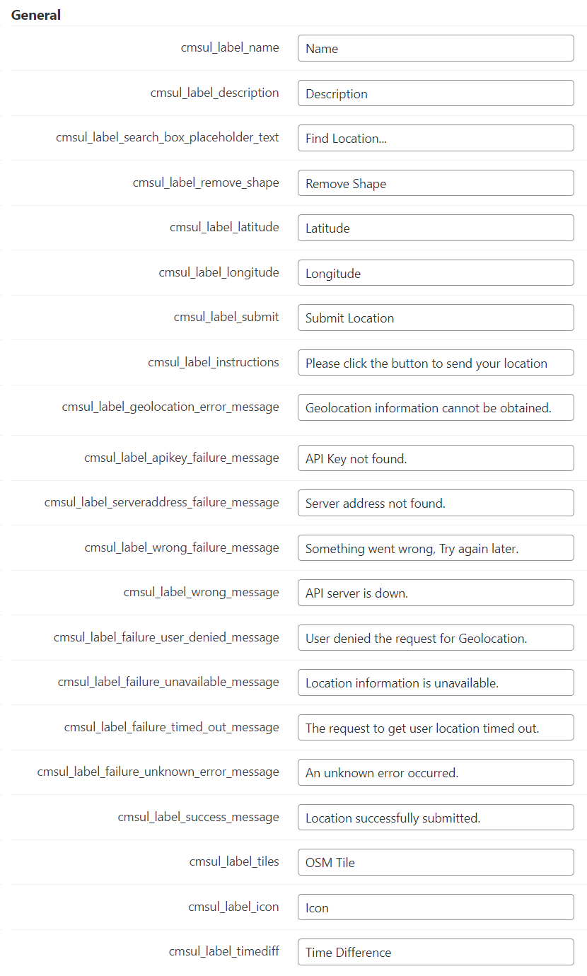 General labels - Store Locator WordPress Plugin