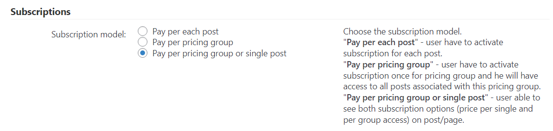 Choosing a subscription model - WordPress Paywall Plugin