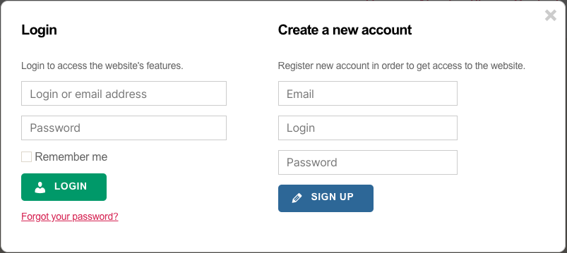 Login and registration popup - User Registration WordPress