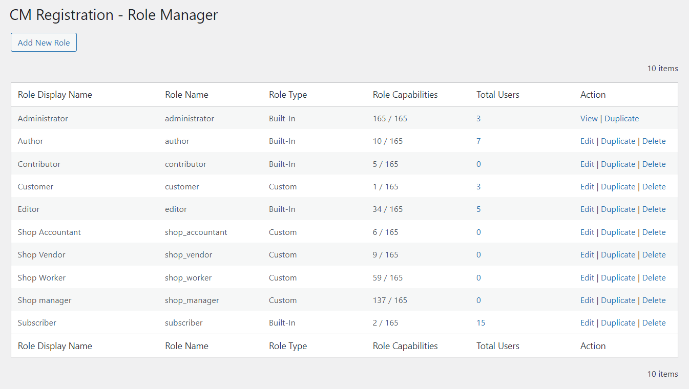 Role Manager - User Registration WordPress