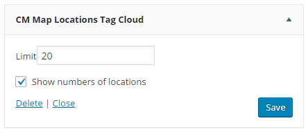 Tag cloud widget settings - Maps Plugin