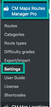 Plugin settings - WordPress Plugin Show Route