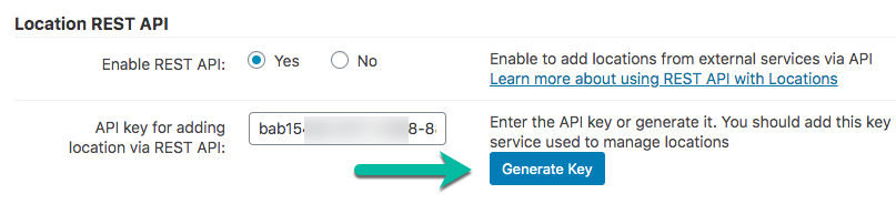 Enabling and generating the Location REST API key - Maps Plugin