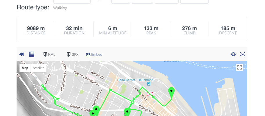 Map with Distance, Journey time and other metrics displayed - Route Display Plugin