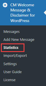 Navigation to the statistics dashboard - WordPress Plugin Legal Disclaimer