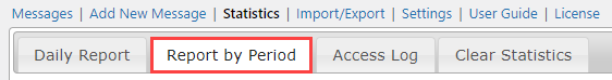 Report by period tab - WordPress Cookies Notification Popup